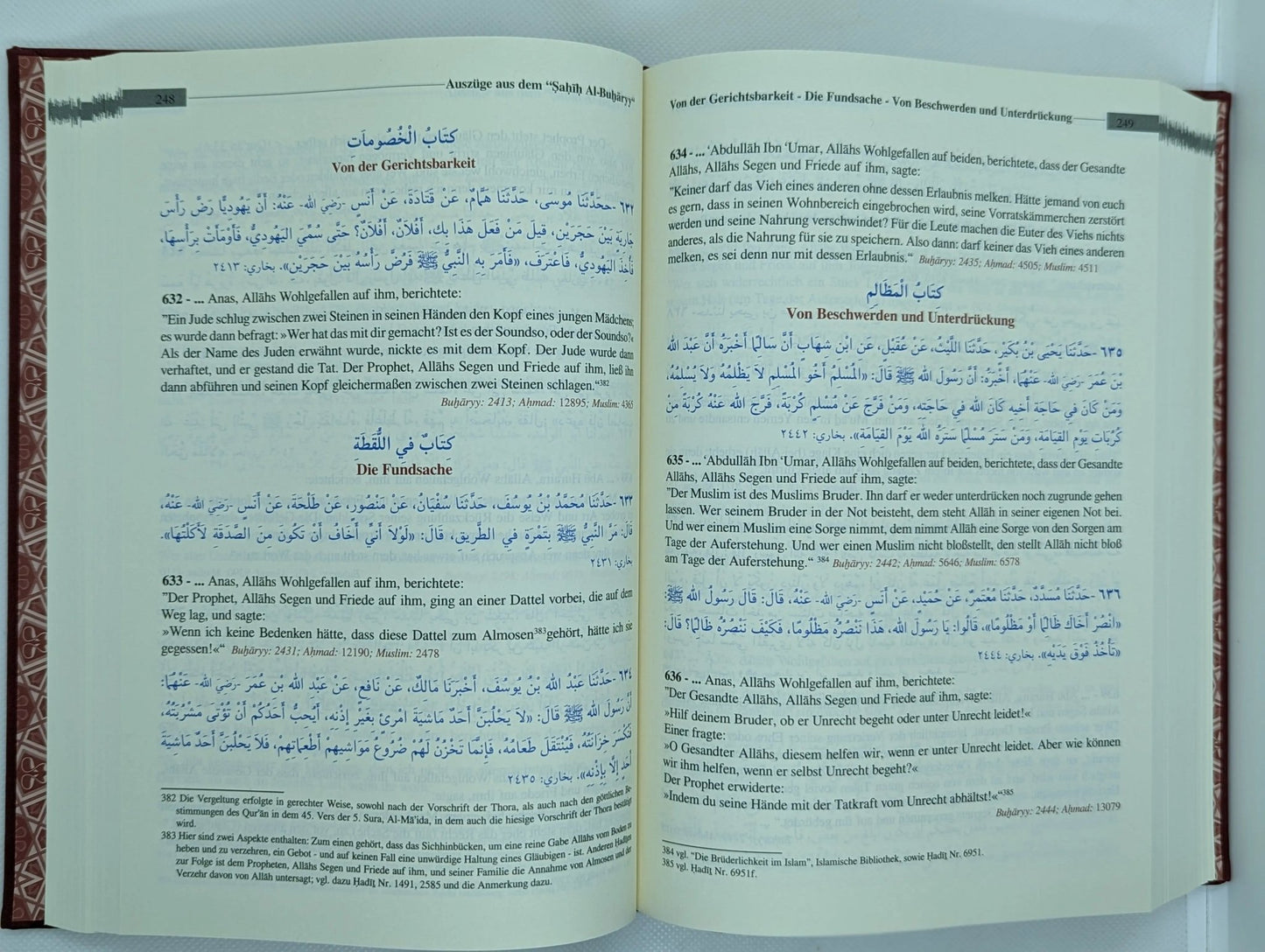 Beispielseite mit Themenüberschrift, farblich markierten Hadithen und gut strukturiertem Layout für leichte Lesbarkeit.