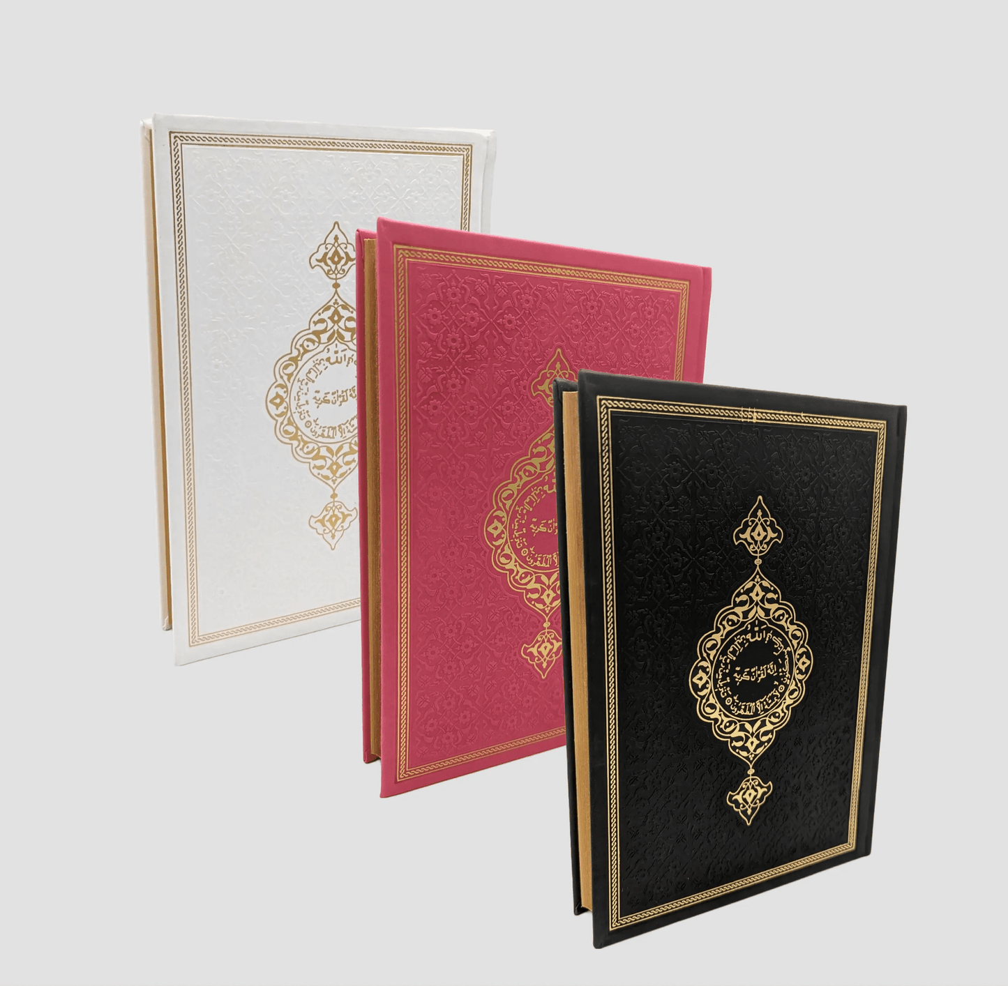 Koran auf Arabisch – Weiß, Pink, Schwarz, Medine-Schrift, Kunstleder, hochwertig, 17x24 cm (Orta Boy) - Lesen ist Licht