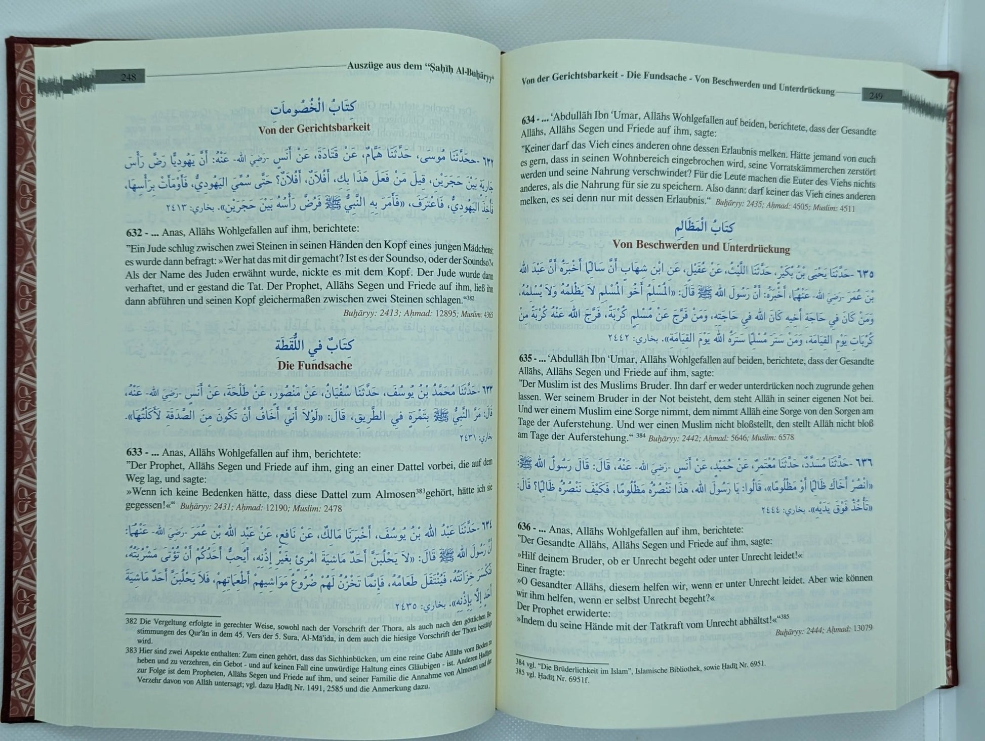 Beispielseite mit Themenüberschrift, farblich markierten Hadithen und gut strukturiertem Layout für leichte Lesbarkeit.
