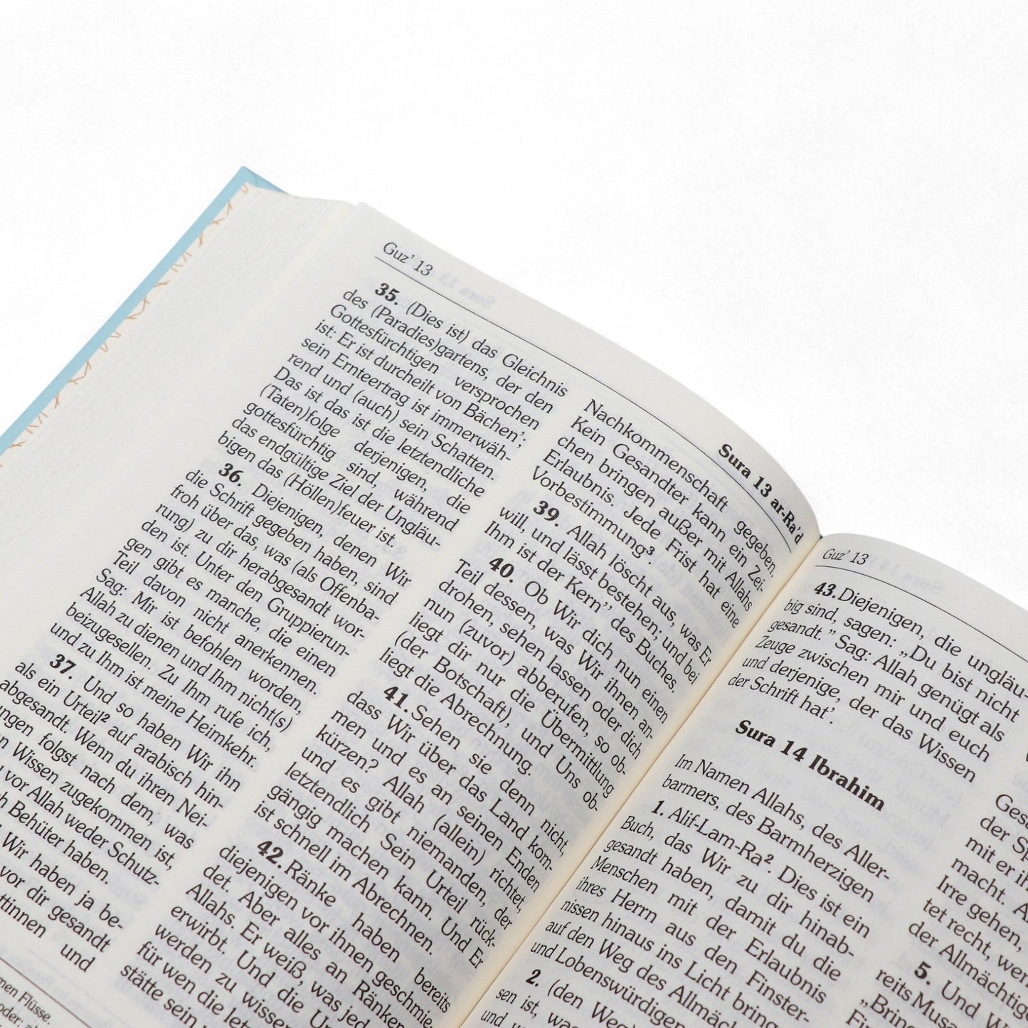 Der edle Koran - Deutsche Übersetzung von Frank Bubenheim mit Begrifferklärungen und QR - Code, Mintgrün - Lesen ist Licht