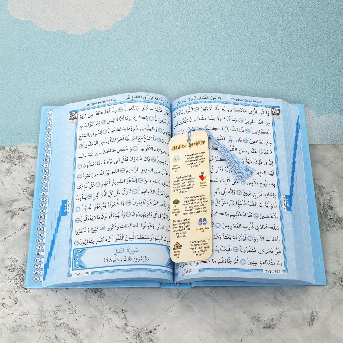 Quran, Koran auf Arabisch - Kuran Kerim Arapca - Orta Boy 24x17cm - Pink, Blau - Mushaf - QR - Code - Lesen ist Licht